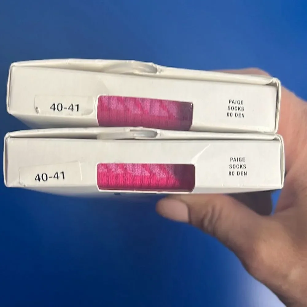 NWT Wolford Paige Socks Pink L 2 Pairs set